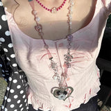 Boogzel Apparel Coquette Heart Charm Beaded Necklace, view 4