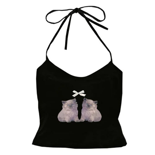 Boogzel Apparel Coquette Kitten Y2K Halter Top