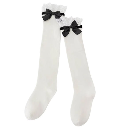 Boogzel Apparel Coquette Lace Bow Knee-High Socks