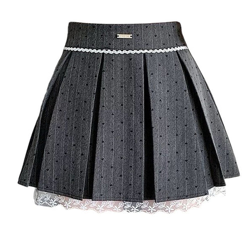 Boogzel Apparel Coquette Lace Bow Pleated Skirt