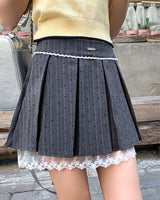Boogzel Apparel Coquette Lace Bow Pleated Skirt, view 3