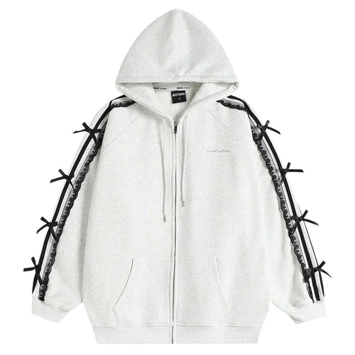 Boogzel Apparel Coquette Lace Sleeve Hoodie