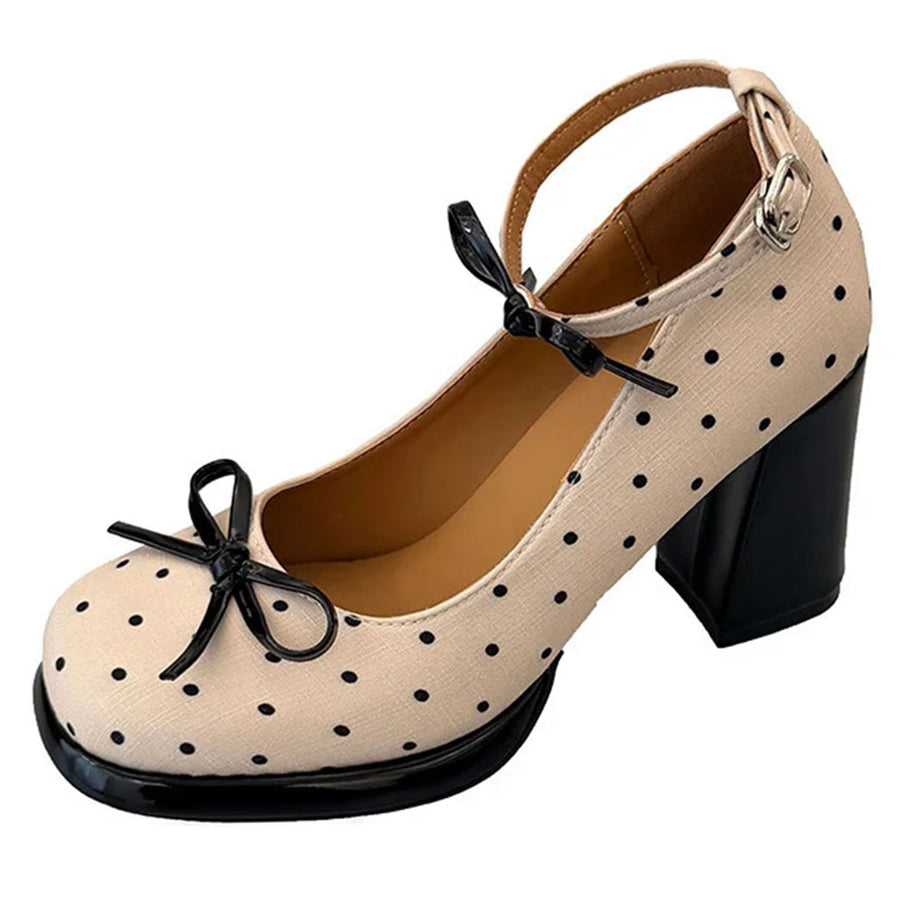 Boogzel Apparel Coquette Polka Dot Mary Jane Heels