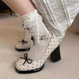 Boogzel Apparel Coquette Polka Dot Mary Jane Heels, view 5