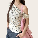 Boogzel Apparel Coquette Polka Dot Off Shoulder Top, view 3