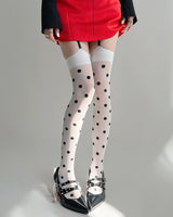 Boogzel Apparel Coquette Polka Dot Suspender Tights, view 2