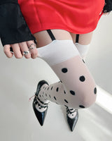 Boogzel Apparel Coquette Polka Dot Suspender Tights, view 3