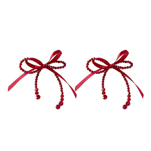 Boogzel Apparel Coquette Red Bow Earrings