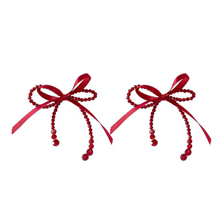 Boogzel Apparel Coquette Red Bow Earrings