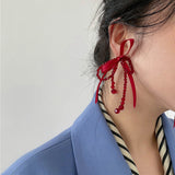 Boogzel Apparel Coquette Red Bow Earrings, view 4