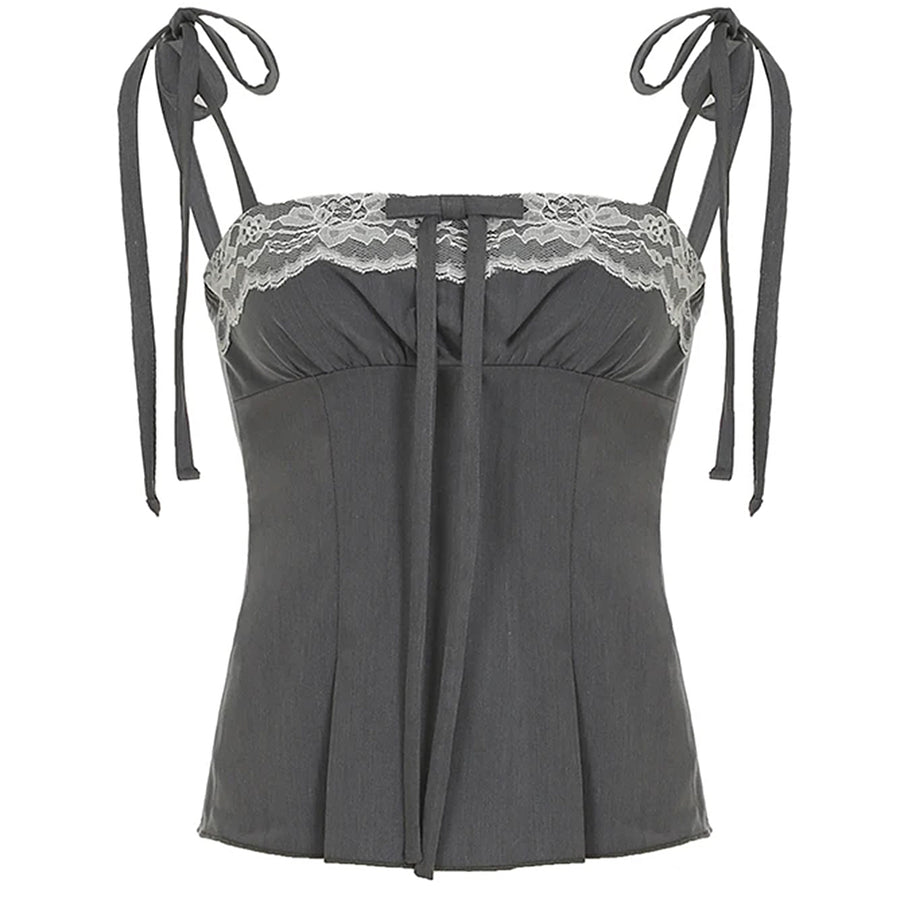 Boogzel Apparel Coquette Ruched Bow Tie Top