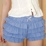 Boogzel Apparel Coquette Ruffle Layered Gingham Shorts, view 3