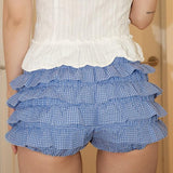Boogzel Apparel Coquette Ruffle Layered Gingham Shorts, view 5