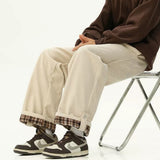 Boogzel Apparel Cord Wide-Leg Pants with Plaid Cuffs, view 5