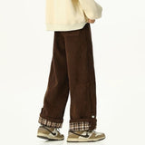 Boogzel Apparel Cord Wide-Leg Pants with Plaid Cuffs, view 6