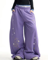 Boogzel Apparel Cosmic Girl Star Print Wide Leg Pants, view 3