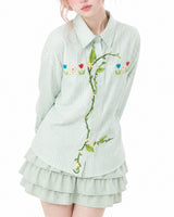 Boogzel Apparel Cottage Garden Floral Embroidered Button Up Shirt, view 3