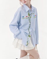 Boogzel Apparel Cottage Garden Floral Embroidered Button Up Shirt, view 5