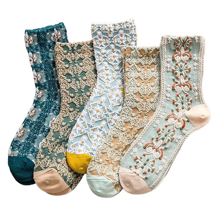 Boogzel Apparel Cottagecore Aesthetic Embroidered Socks