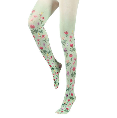 Boogzel Apparel Cottagecore Aesthetic Floral Print Tights