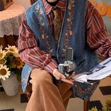 Boogzel Apparel Cottagecore Embroidery Denim Vest, view 4