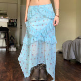 Boogzel Apparel Cottagecore Floral Ruffle Maxi Skirt, view 3