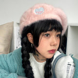 Boogzel Apparel Cotton Candy Fluffy Beret with Heart Patch, view 6