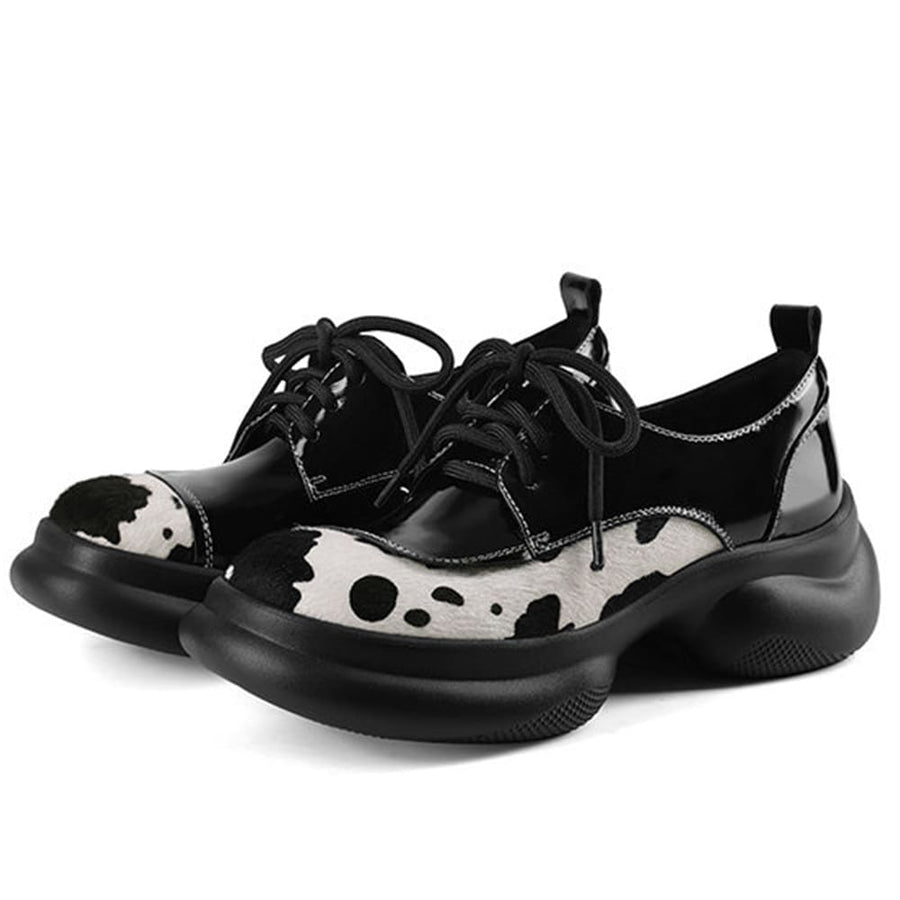Boogzel Apparel Cow Print Oxford Boots