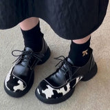 Boogzel Apparel Cow Print Oxford Boots, view 3