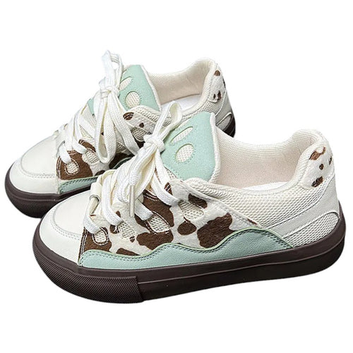 Boogzel Apparel Cow Print Skater Sneakers