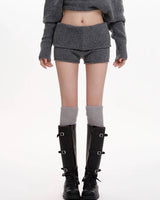 Boogzel Apparel Cozy Days Knitted Mini Shorts, view 3