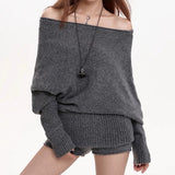 Boogzel Apparel Cozy Days Off-Shoulder Loose Sweater, view 2