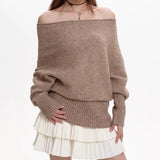 Boogzel Apparel Cozy Days Off-Shoulder Loose Sweater, view 6