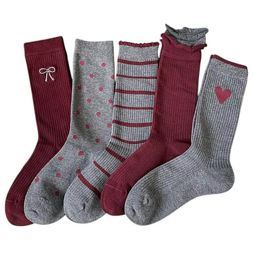 Boogzel Apparel Cozy Red and Grey Patterned Socks