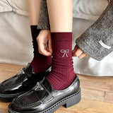 Boogzel Apparel Cozy Red and Grey Patterned Socks, view 5