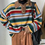 Boogzel Apparel Cozy Up Striped Collar Sweater, view 2