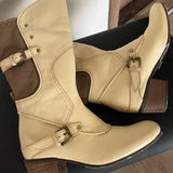 Boogzel Apparel Cream Cowboy Boots with Buckle Straps, view 2