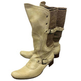 Boogzel Apparel Cream Cowboy Boots with Buckle Straps, view 3