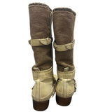 Boogzel Apparel Cream Cowboy Boots with Buckle Straps, view 4