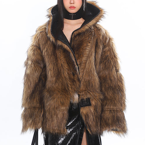 Boogzel Apparel Crime Time Reversible Fur Jacket
