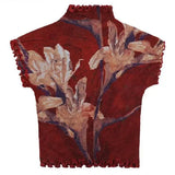 Boogzel Apparel Crimson Bloom Mesh Top, view 3
