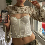 Boogzel Apparel Crochet Bolero Shrug Top, view 5