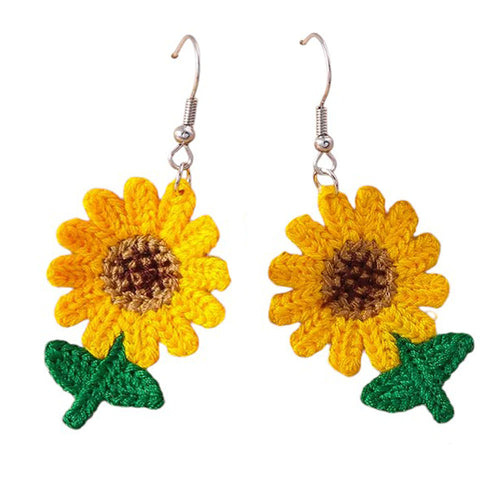 Boogzel Apparel Crochet Sunflower Earrings