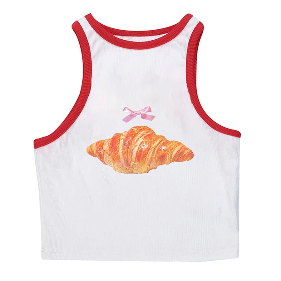 Boogzel Apparel Croissant Print Ringer Top