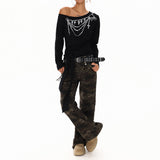 Boogzel Apparel Cross Chain Print One-Shoulder Top, view 6