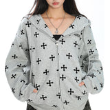 Boogzel Apparel Cross Print Zip Up Hoodie, view 2