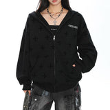 Boogzel Apparel Cross Print Zip Up Hoodie, view 3