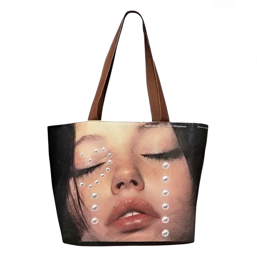 Boogzel Apparel Crying Face Pearls Tote Bag
