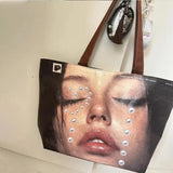 Boogzel Apparel Crying Face Pearls Tote Bag, view 2