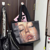 Boogzel Apparel Crying Face Pearls Tote Bag, view 4